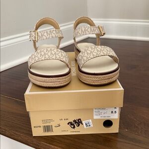 Michael Kors Beige and Gold Espadrille Sandals